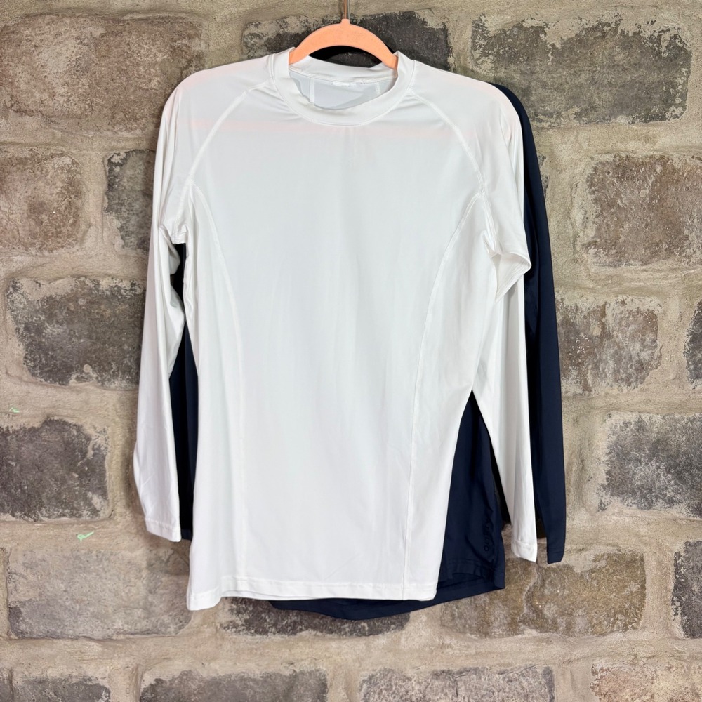 Athlio Mens Compression Shirts‎ Lot of 2 White Gray Long Sleeve Base Layer Large
